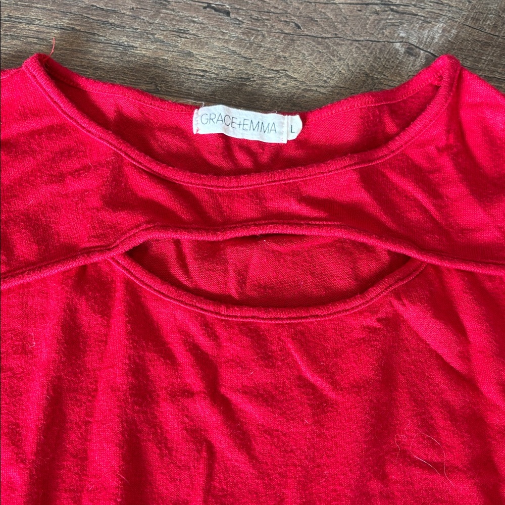 Red Keyhole Sweater - Picture 2 of 4